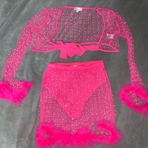 Pink festival skirt and top set
